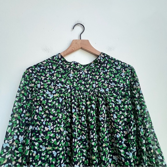 Chico's Women's Abstract Dot Print Long Sleeve Chiffon Tunic Top 8/10 Blue Green - Picture 12 of 14